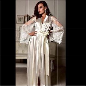 Silk satin lace kimono style robe . Very elegant